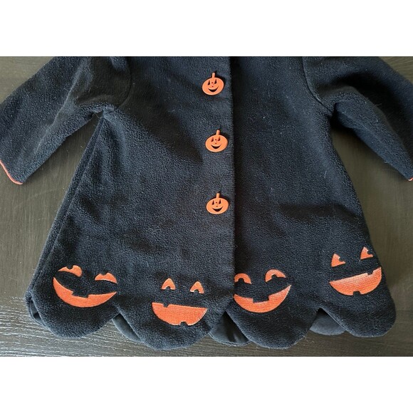 Bonnie Baby Halloween Pumpkin Coat & Hat Set Size 3–6M Black Orange Fleece - Picture 2 of 6